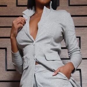 Grey Utility Jacket Blazer Loose